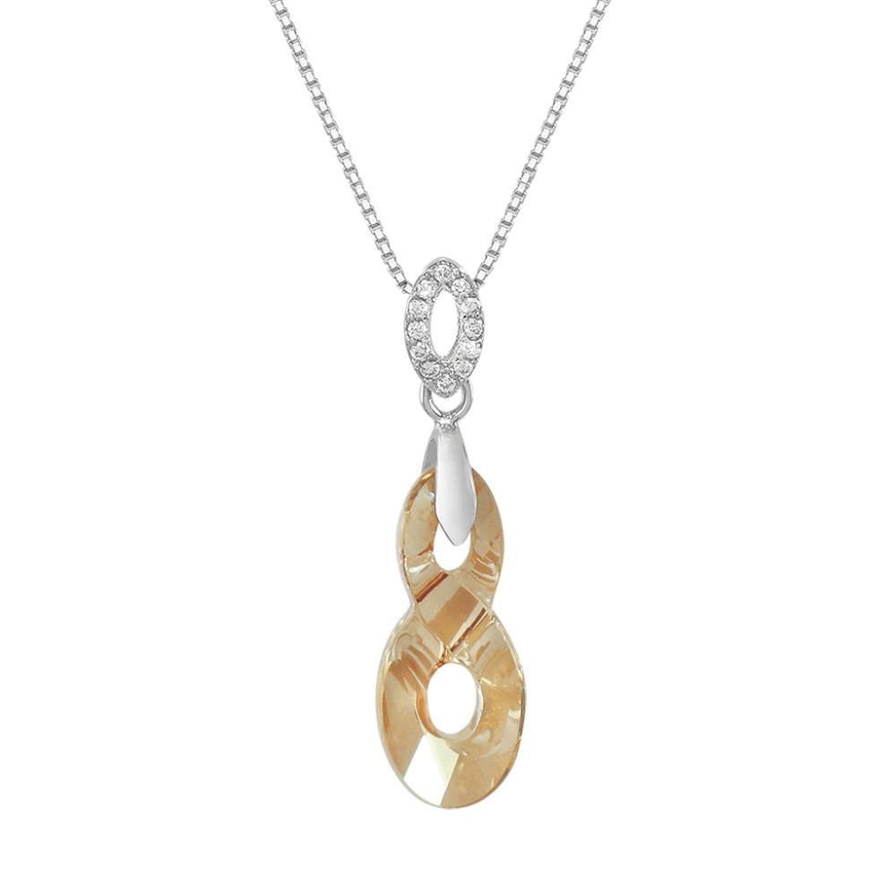 New 925 SS Swarovski Crystals Infinity Necklace